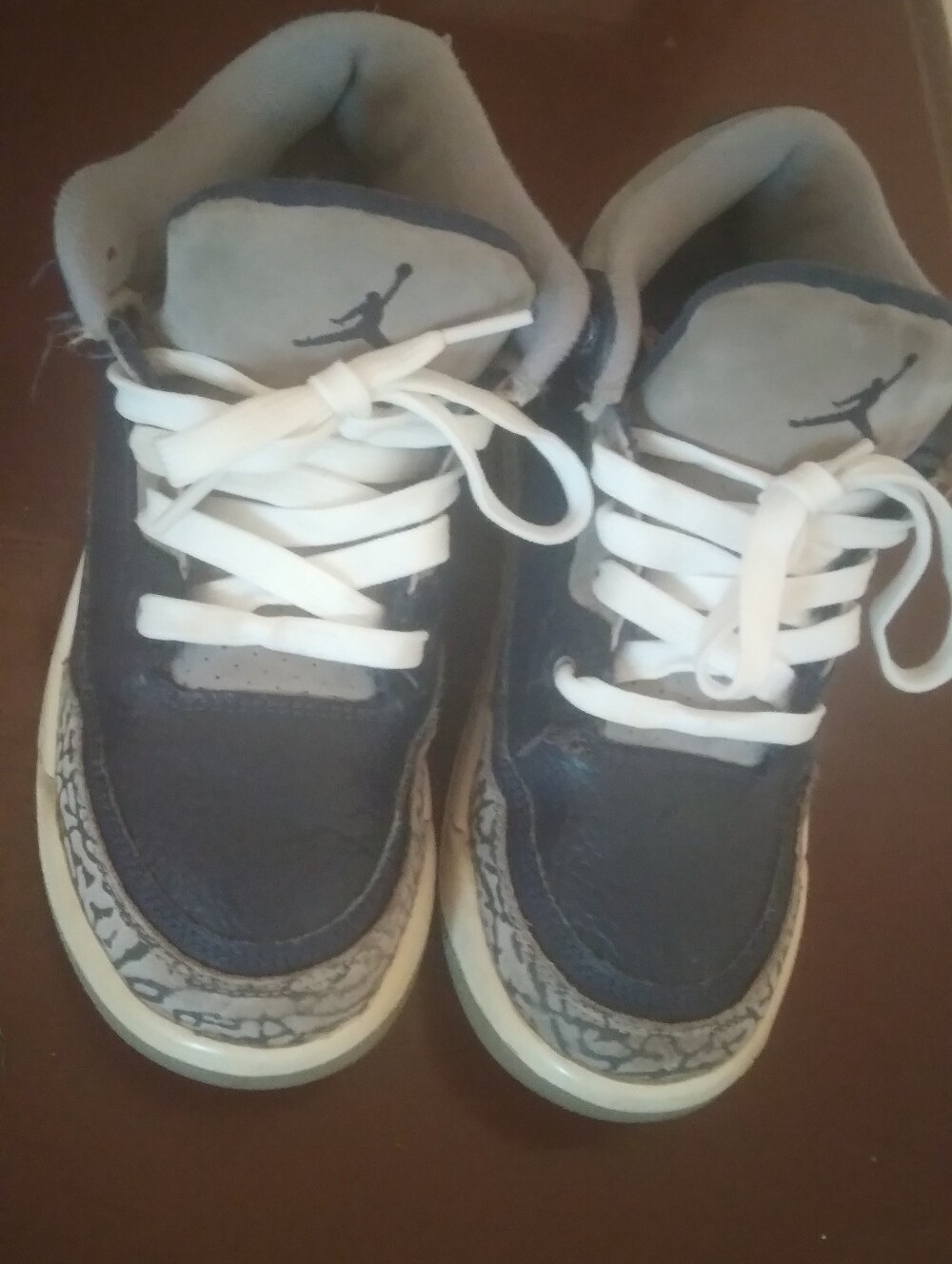 Jordan 3's Kids Navy and Gray